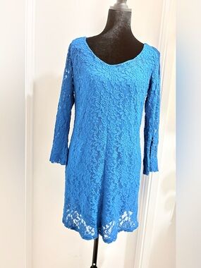 HeartSoul Bright Blue Lace Long Sleeve Dress